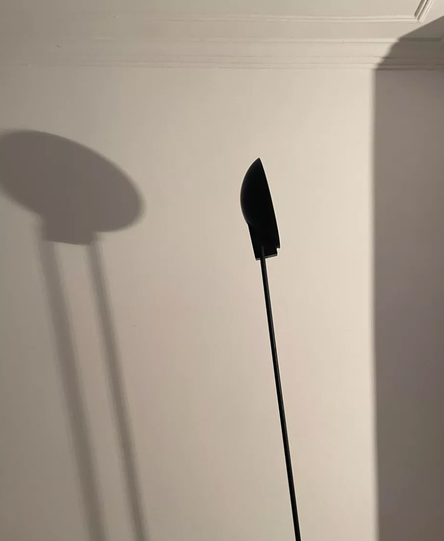 Adjustable modernist floor lamp black lacquered metal Italian 80s