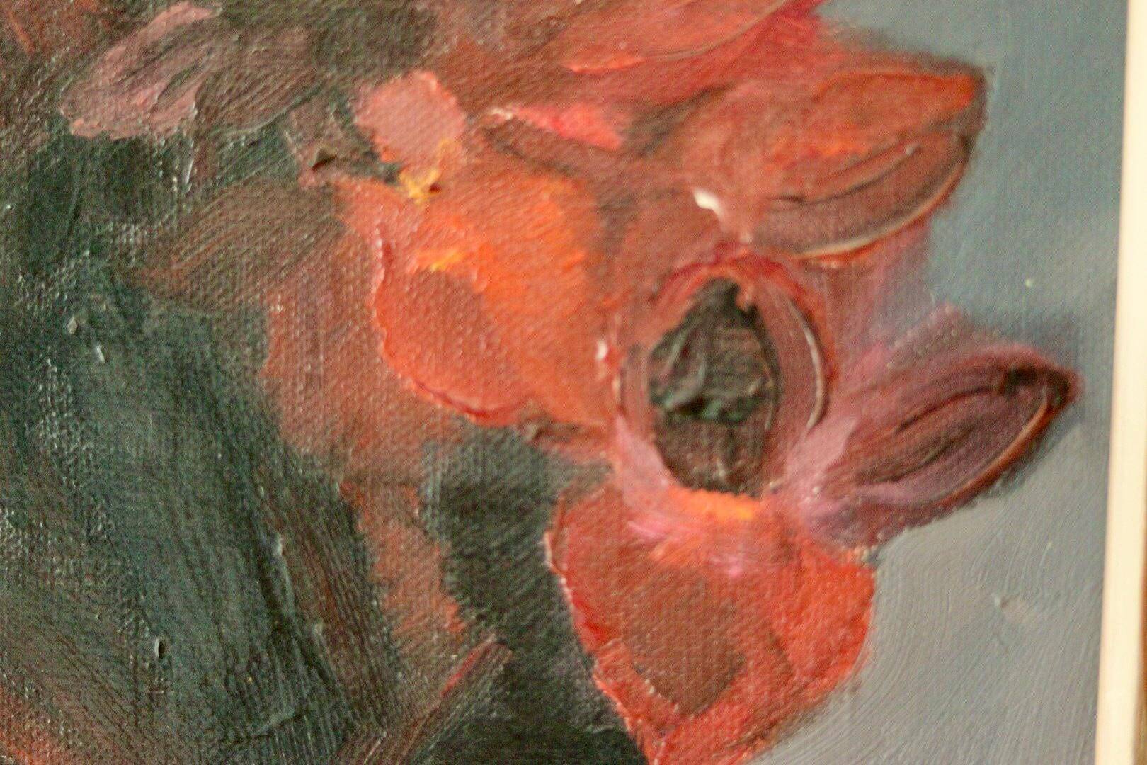 Original vintage oil on canvas – "Flowers"