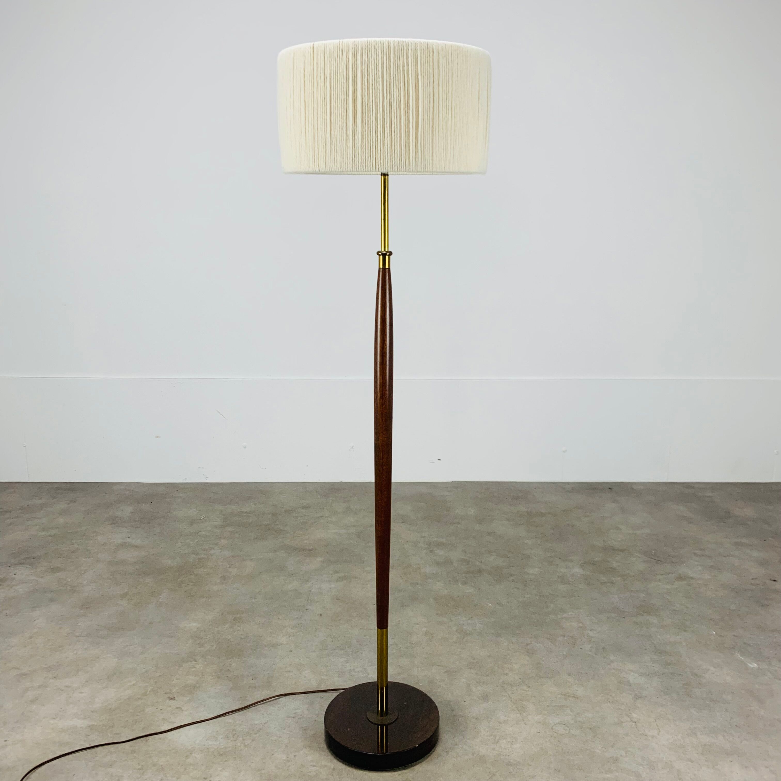Scandinavian teak and brass floor lamp 60s