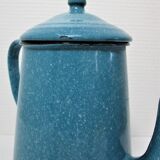 Mid-20th century speckled blue enameled sheet metal coffee maker