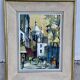 Painting by Fabien CLAUDE, lively Paris street in Montmartre, vintage 1960