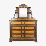 Commode secrétaire a psyché époque napoléon iii en marquèterie de palissandre