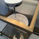Brass rolling trolley with smoked glass from the 70s