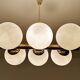 Vintage Glass Brass  Pendant Light, 1950s