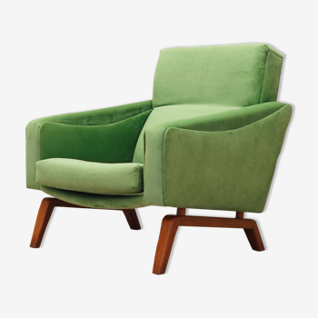 Green armchair, Danish design, 1970s, made in Denmark