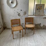 Pair of Baumann chairs beech and cannage