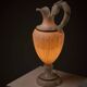 Carved alabaster urn lamp with stylized fish handle