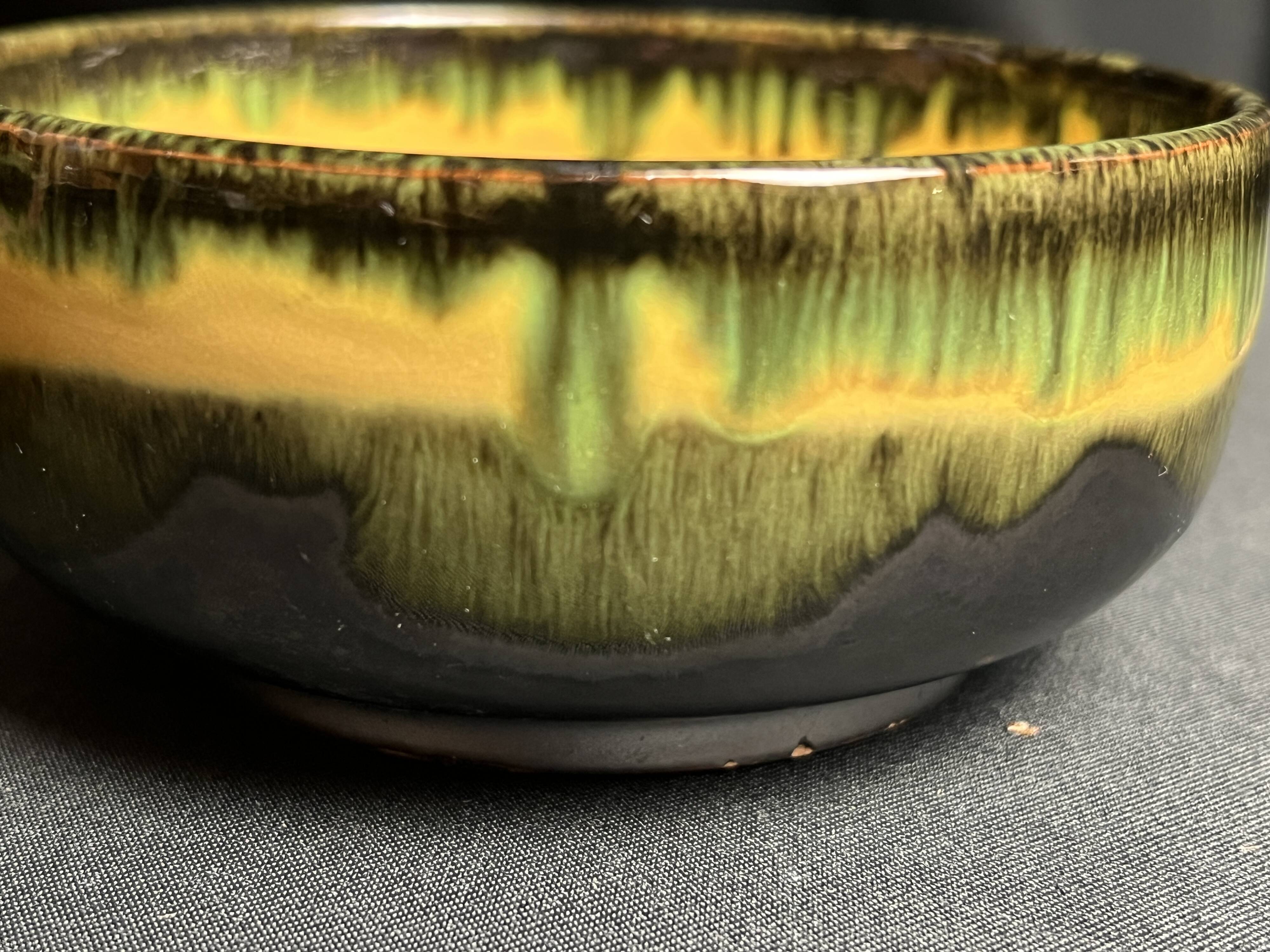 Vintage, two flamed stoneware bowls from the 20th century.