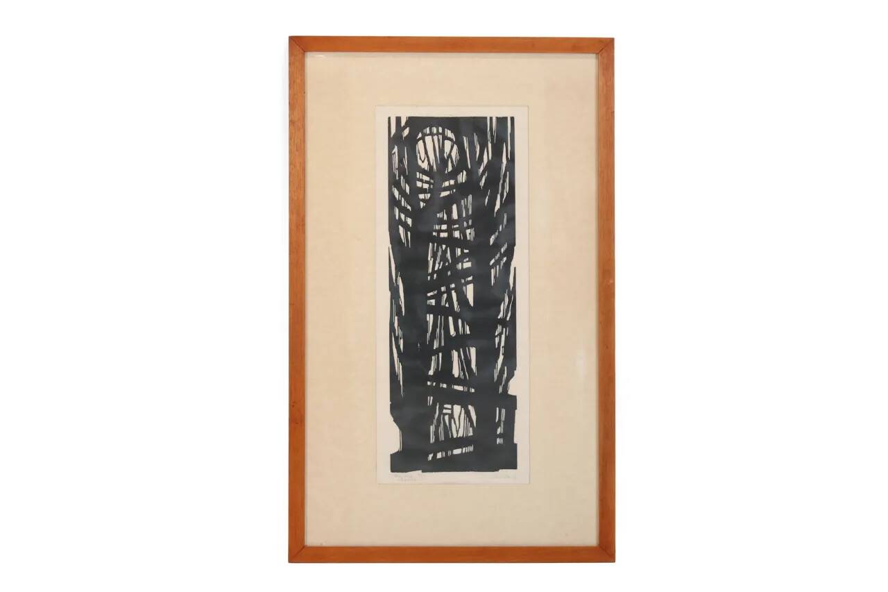 Woodcut titled 'Trees' from 1963