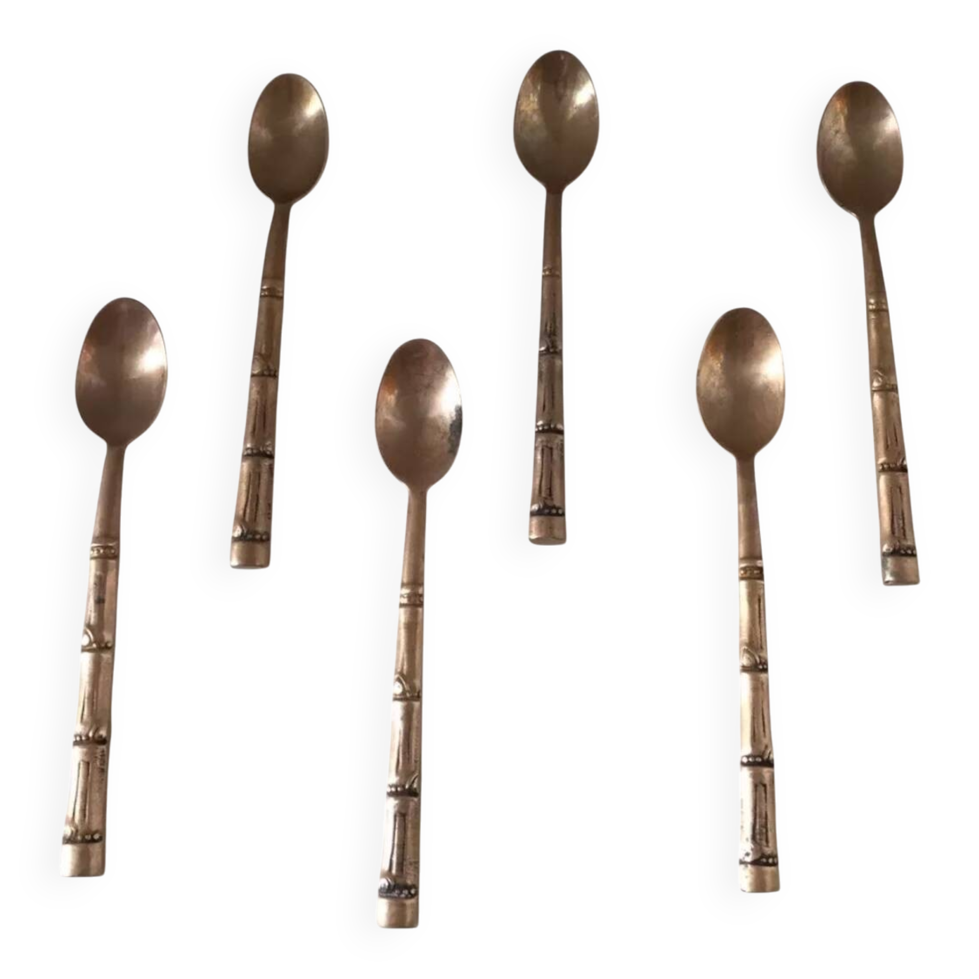 Set of 6 bamboo teaspoons, 1970