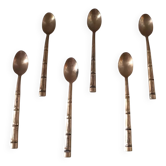 6 cuillères à café en laiton imitant le bambou, 1970
