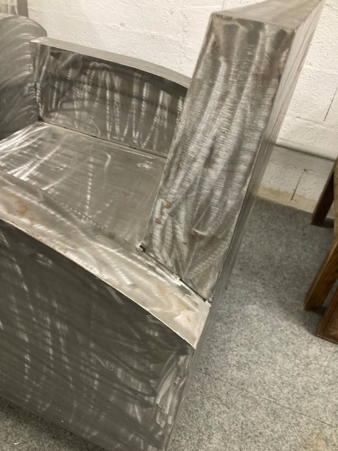 Pair of industrial metal armchairs