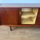 Scandinavian teak sideboard, 230 cm long, with 3 doors and 4 drawers.