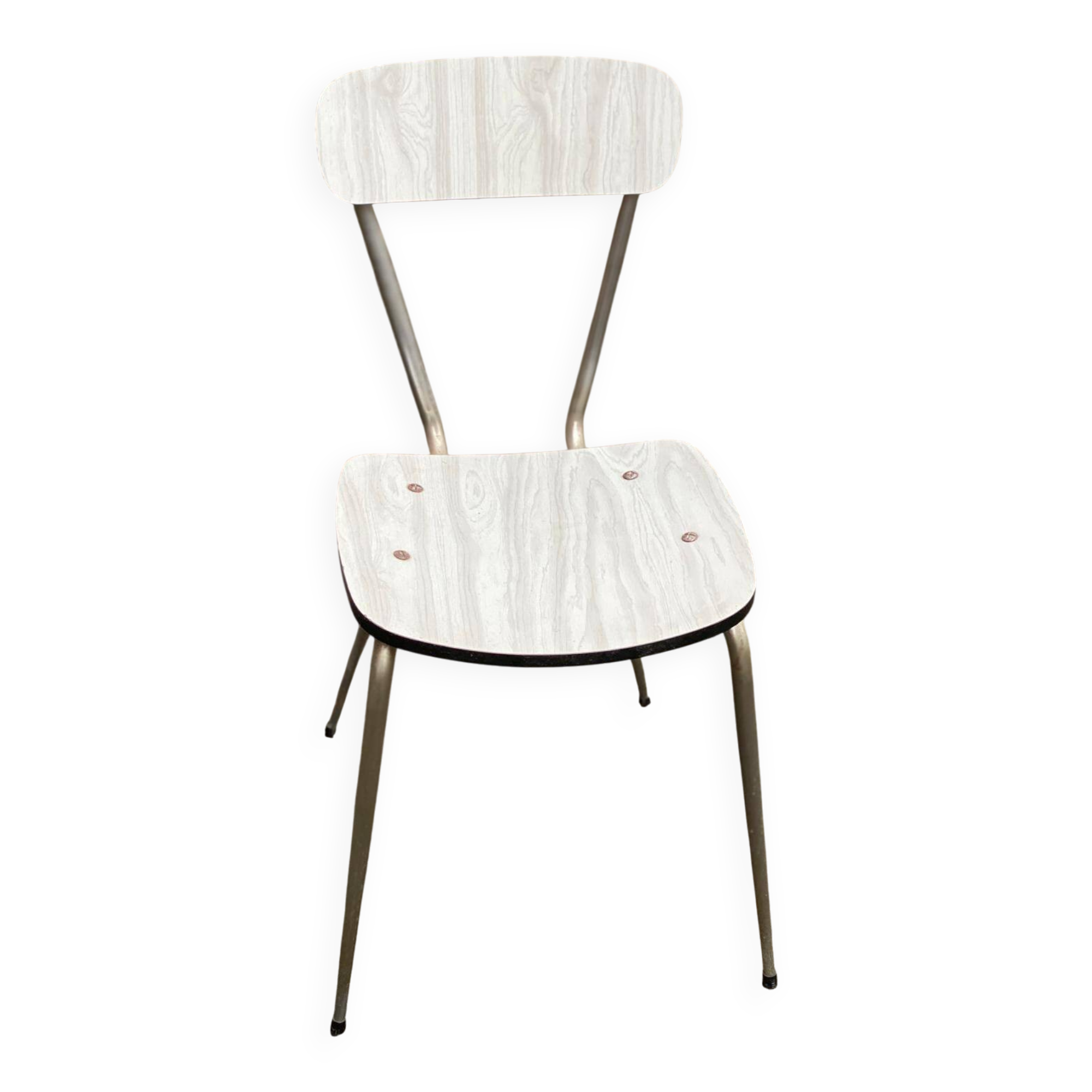 Beige formica and steel workshop chair