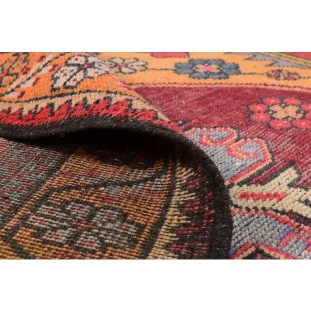 1970s Vintage Turkish Hand-Knotted Wool Cotton Red Runner Rug 145x278