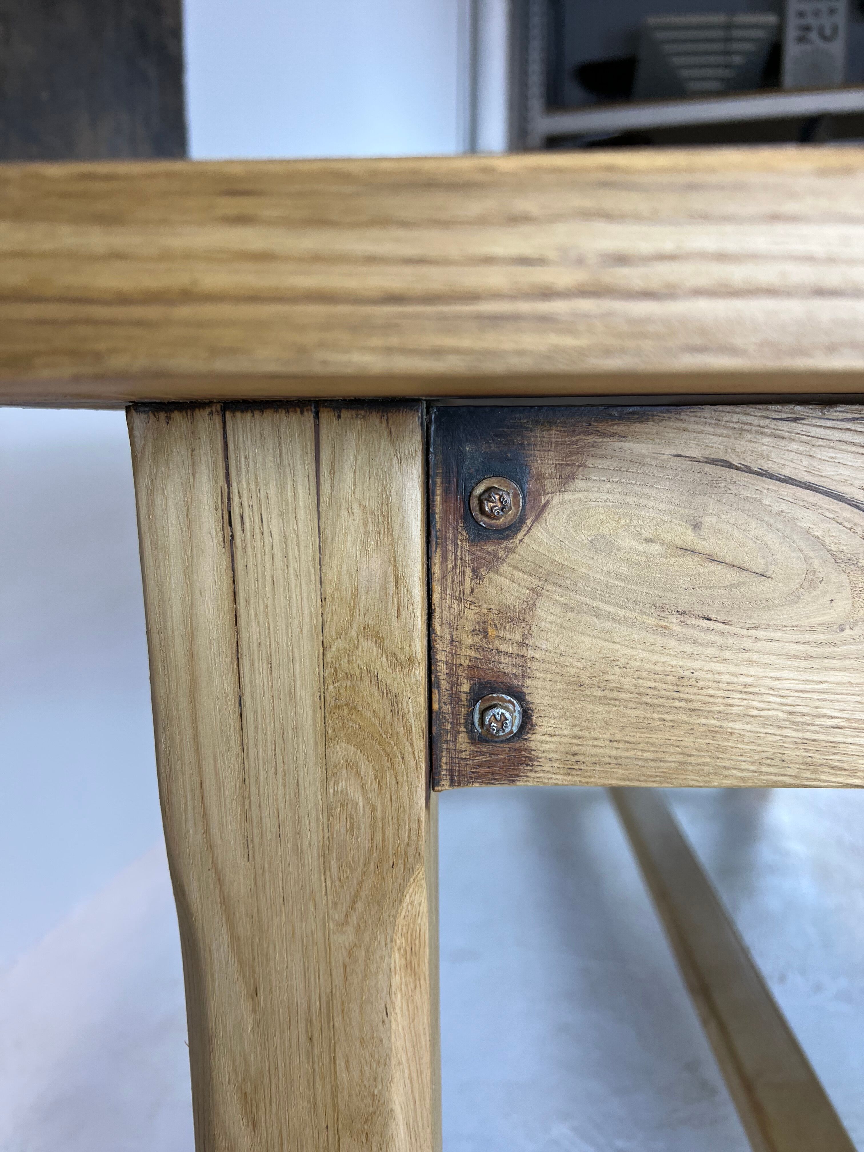 Oak farmhouse table, black top