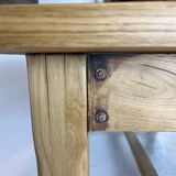 Oak farmhouse table, black top