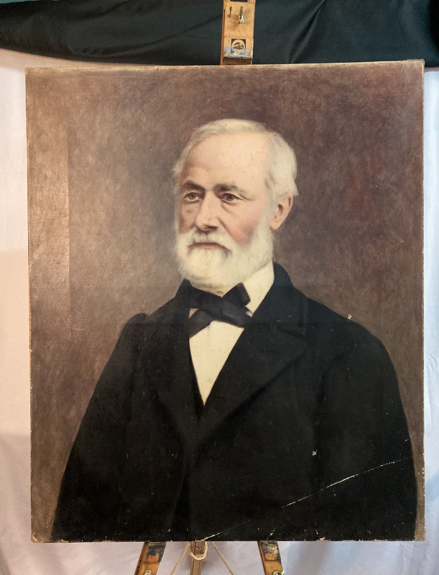 French School HST portrait man at the washerwoman signed late nineteenth