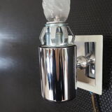 Torch type wall lamp in transparent and white glass