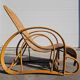 Paire de chaises longues XXL Mid Century Modern en bambou et rotin
