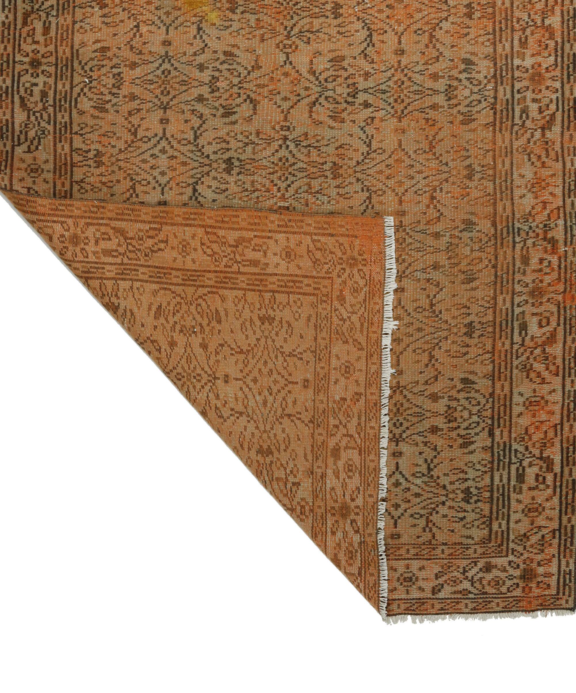 Vintage Turkish Carpet Floral Terracotta and Brown 260 x 158 cm