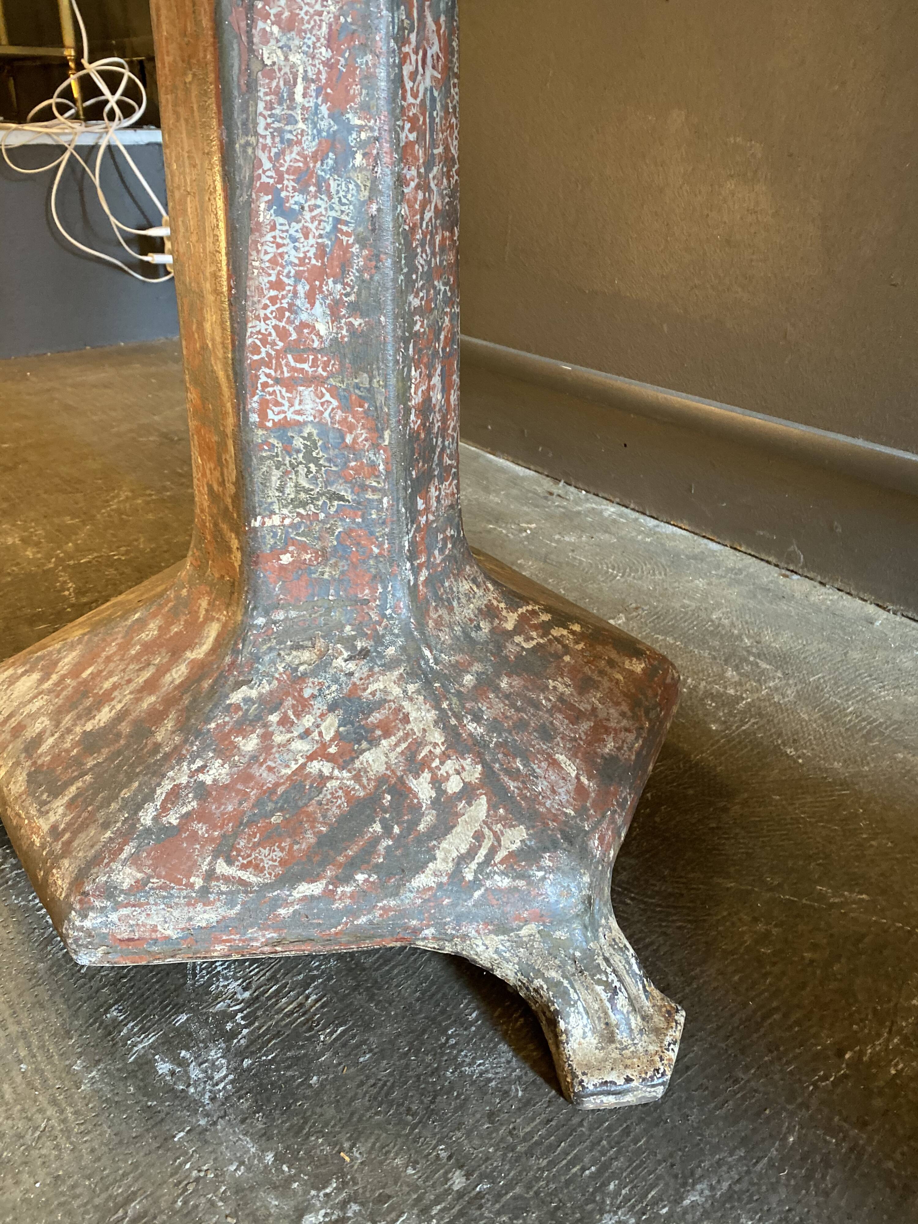 Industrial console cast iron and oak tray
