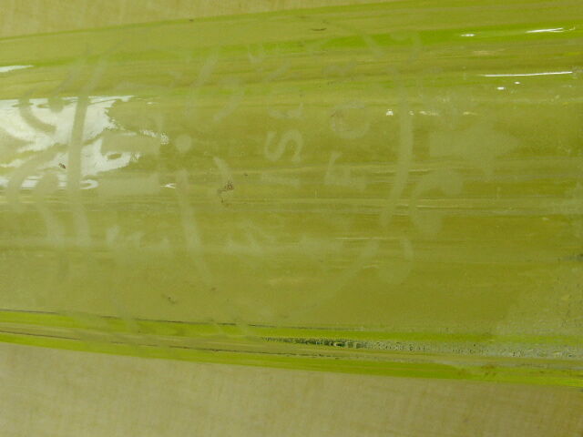 Siphon glass faceted yellow, blown, Art Deco period, dated 1934, FILLIAT, Maisons Alfort, very old and rare