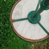 Table bistrot ronde ancienne avec plateau marbre