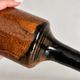 Brown and black glazed stoneware single flower vase, antique handmade pottery.