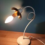 Bedside lamp patinated metal flower lotus copper