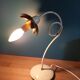 Bedside lamp patinated metal flower lotus copper