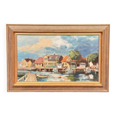 Huile sur toile originale suédoise – “Helsingborg” par Arvid Karlsson – Datée de 1975 – Vintage et encadrée – 75 × 49 cm (29,5" × 19,3")