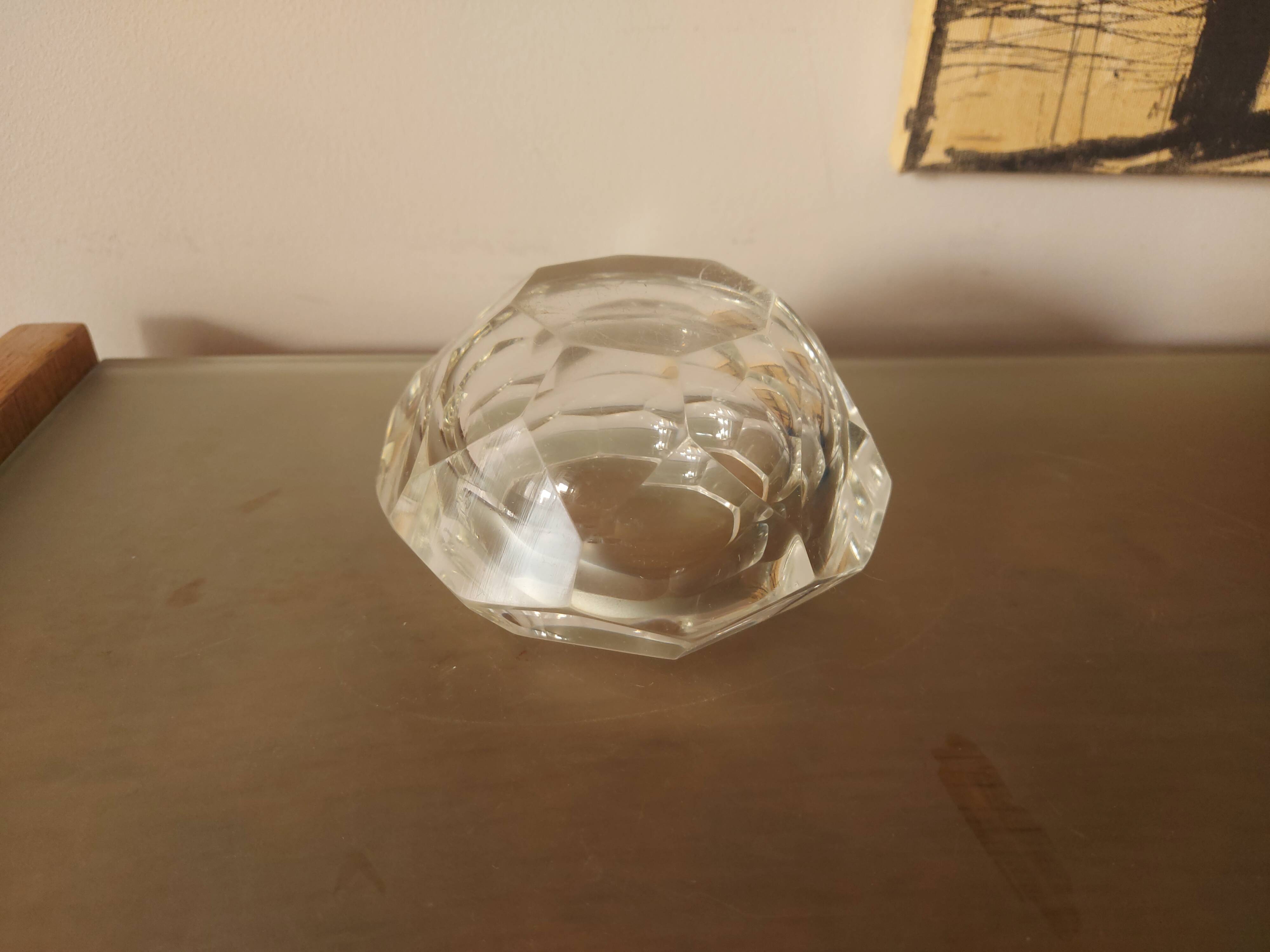 Vintage 70's faceted crystal ashtray