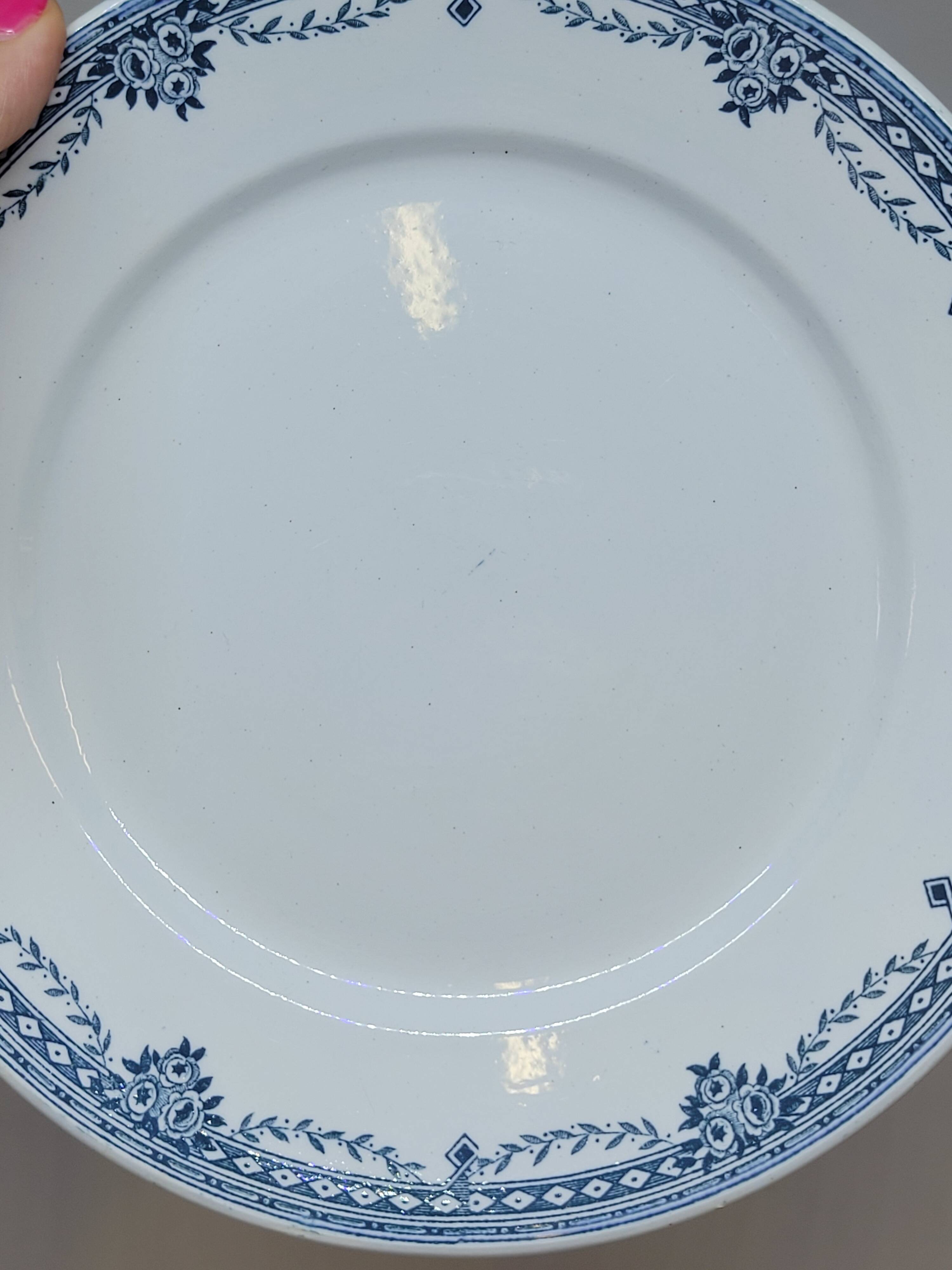 8 Old St Amand Flat Plates, Turgot Art Deco Model
