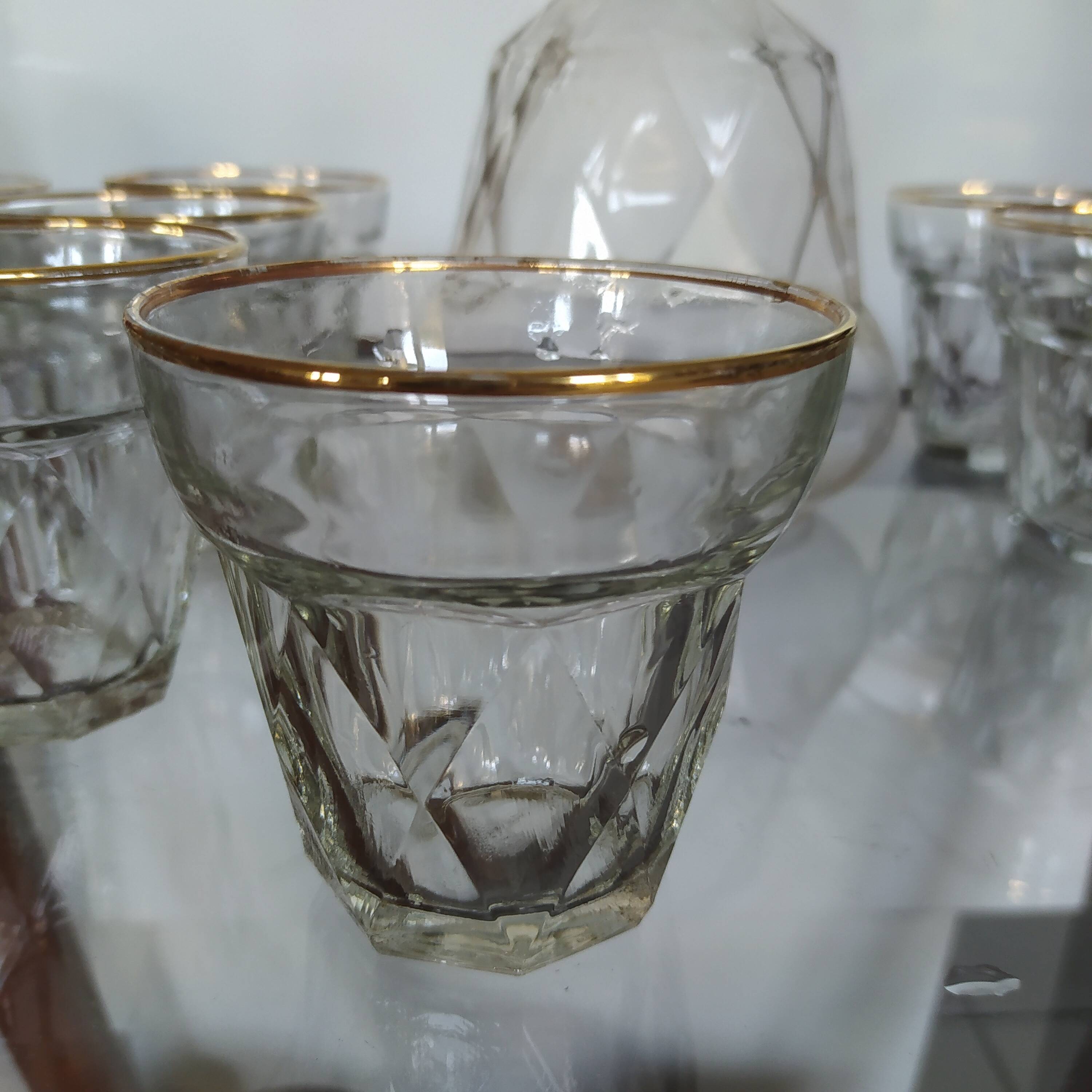 Bvb france regd 1950 glass wine glass and carafe set.