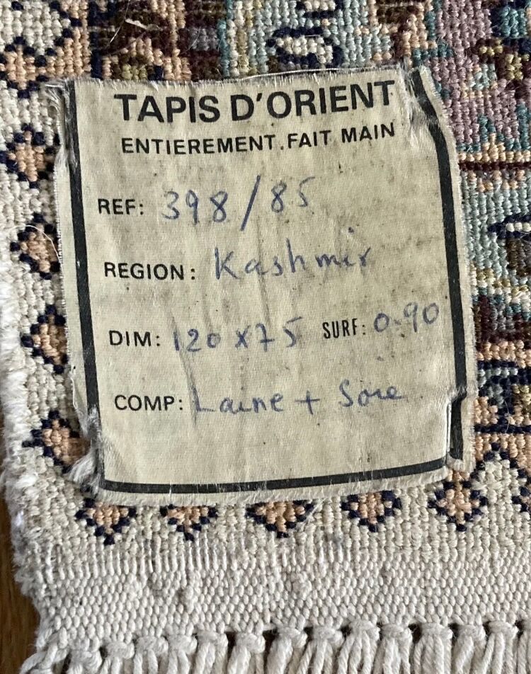 Oriental carpets in KASHMIR handmade wool and silk twentieth era