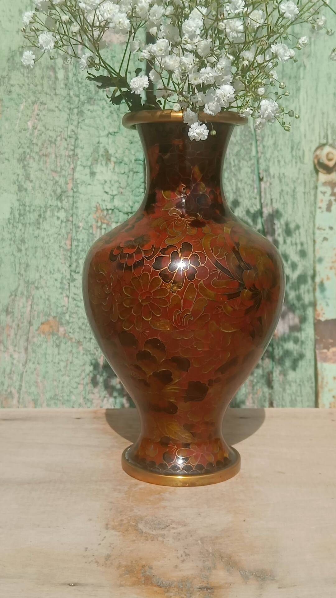 Cloisonné metal vase