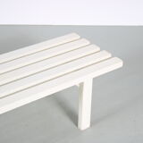 1970s White metal slat bench from the Netherlands
