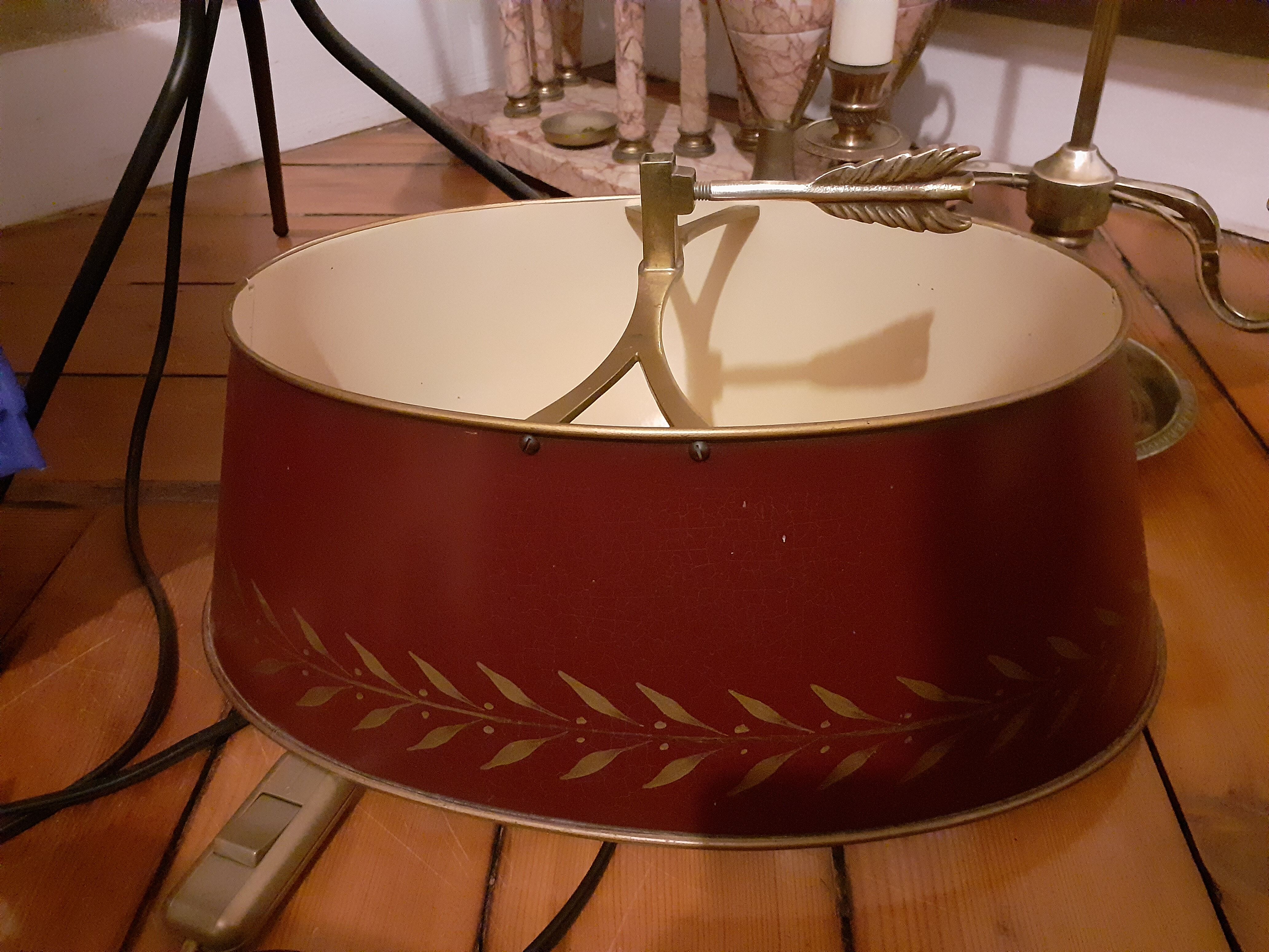 Lampe bouillotte 2 branches bronze doré abat jour tôle