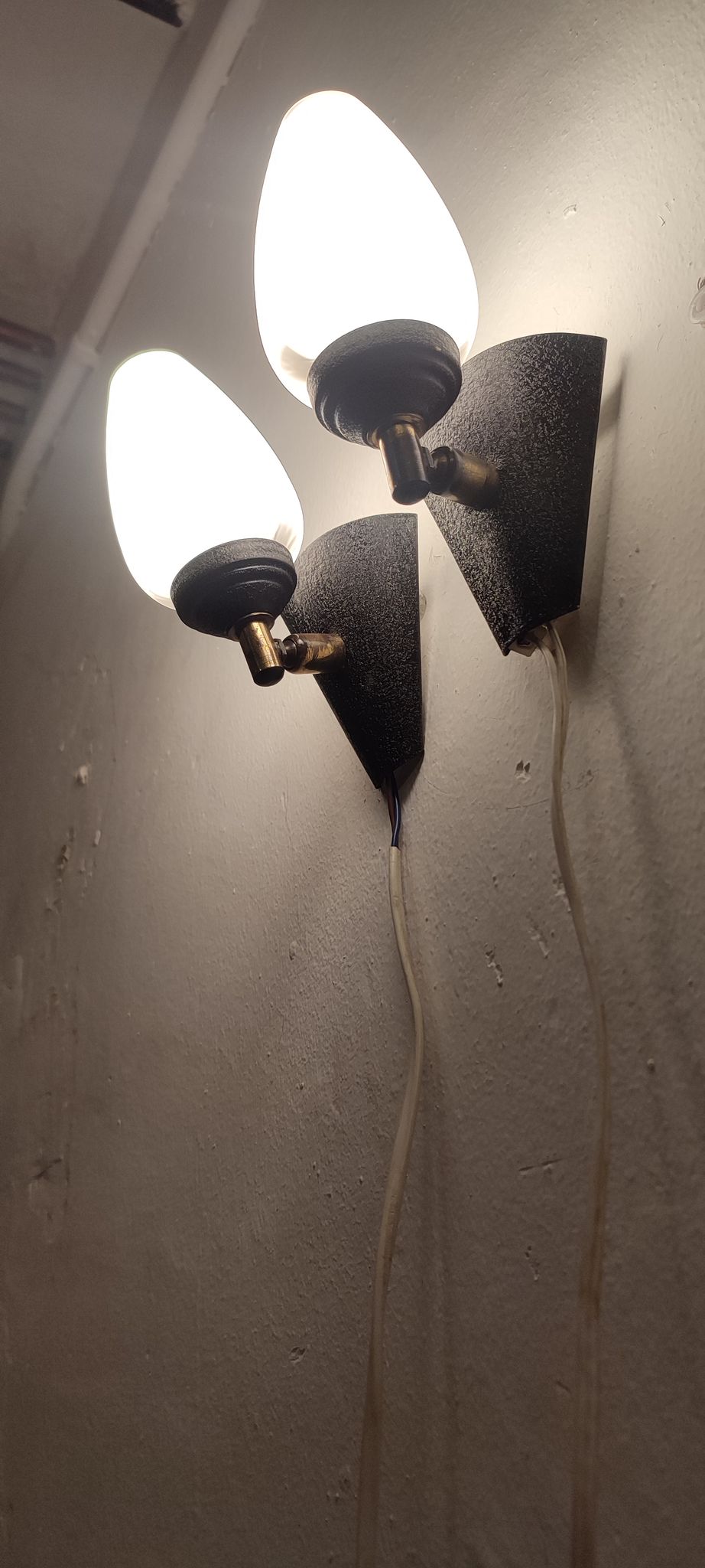 Metal and glass sconces. Spain, 1970s.