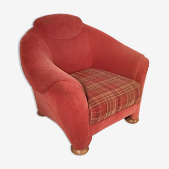 Red fabric club chair