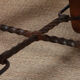 Round coffee table in solid oak and wrought iron, 1950.