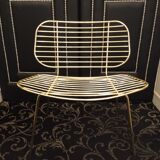 Designer gold thread armchair with cowhide cushion