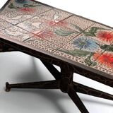 Vintage ceramic coffee table by Vallauris – floral and flat top