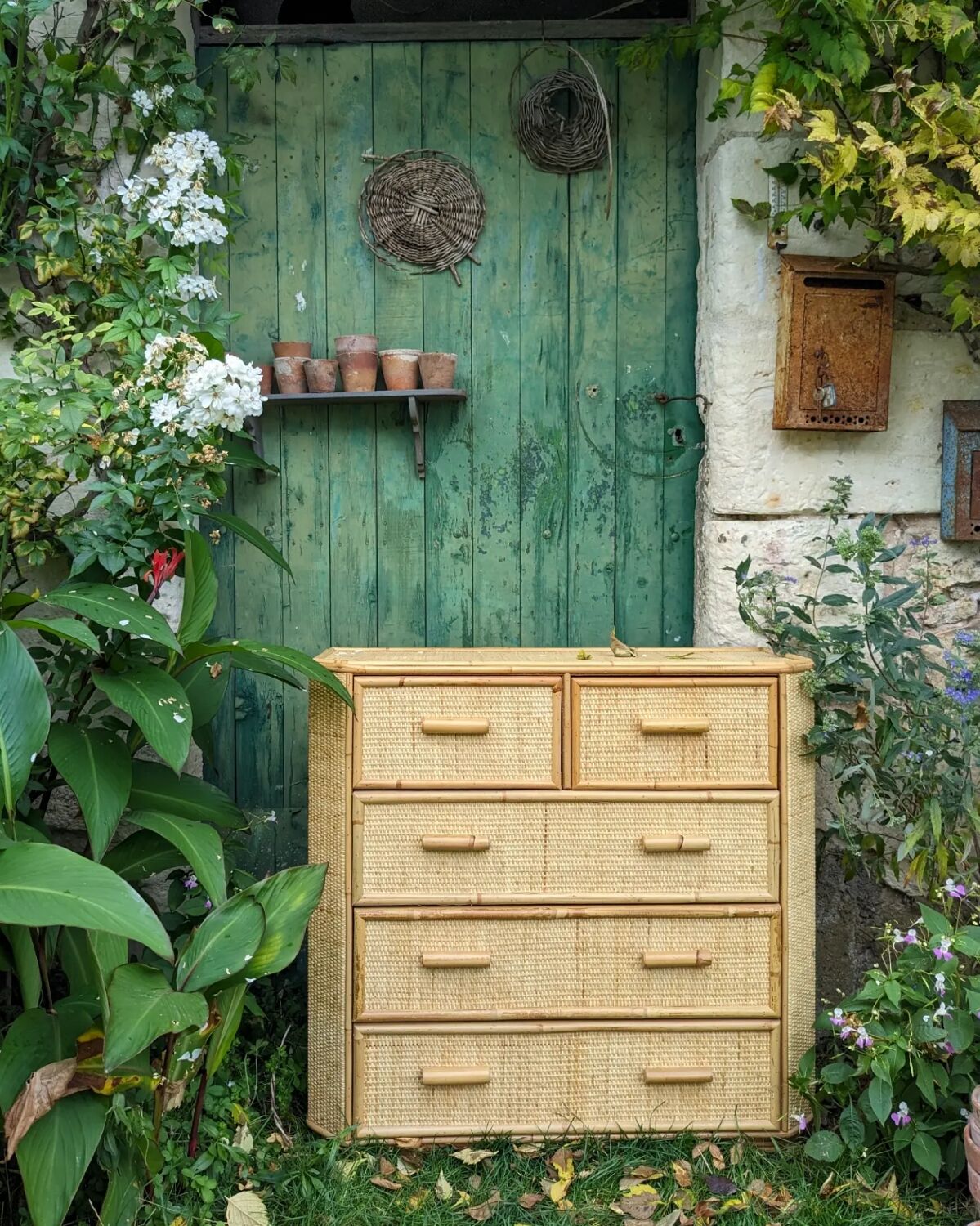 Rattan chest of drawers