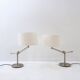 Pair of brushed steel table lamps with adjustable tilt - United Kingdom