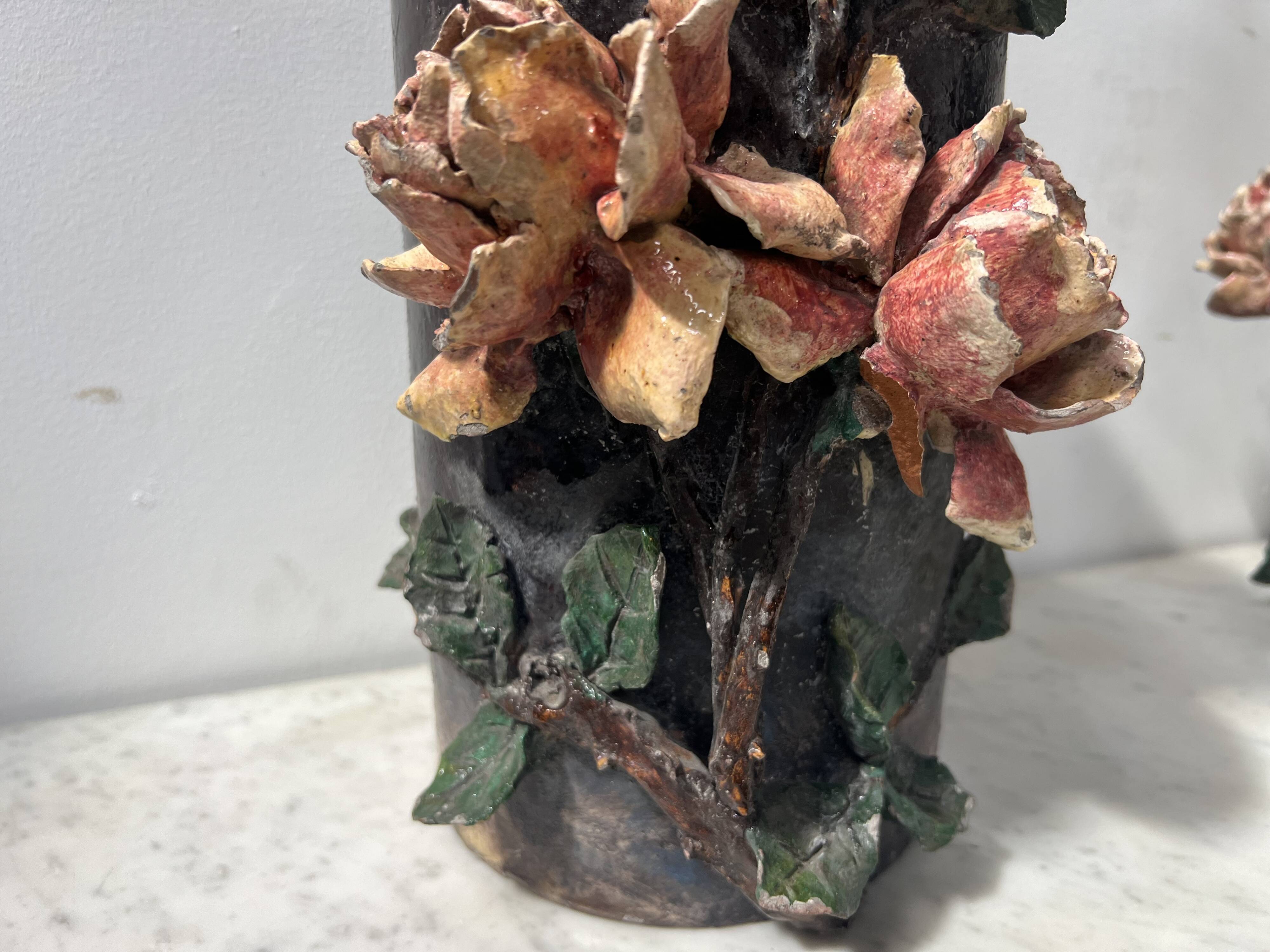 Pair of 20th century slip tube vases