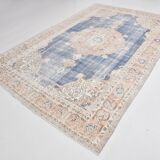 7x10 Turkish Classic Pattern Blue Beige Vintage Rug, 210x324Cm