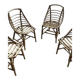 4 chaises boules en rotin vintage