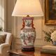 Large polychrome Chinese porcelain lamp on a wooden base – 63 cm